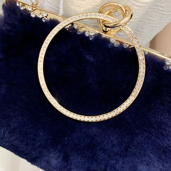 Handmade Genuine Shearling, Chic Design Kisslock Wristlet Ring Bag/Crossbody - Picture 16 of 17